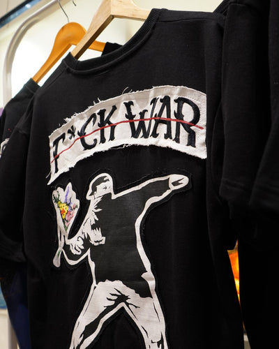 BANKSY 'F*CK WAR, MORE ART' BLACK VALKYRE TSHIRT