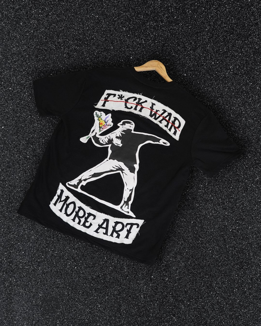 BANKSY 'F*CK WAR, MORE ART' BLACK VALKYRE TSHIRT