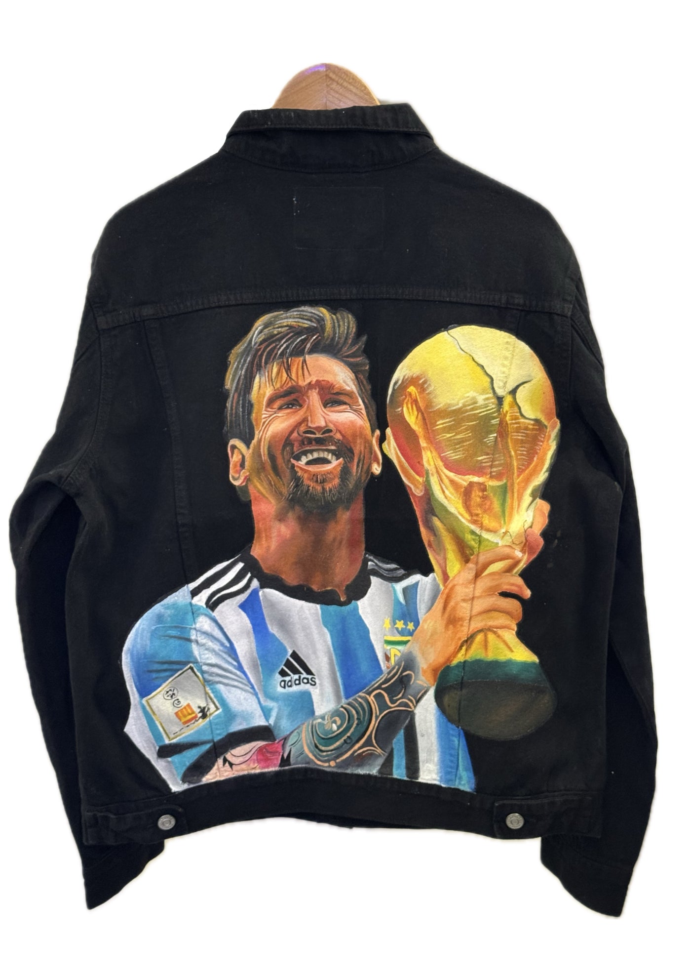 LIONEL MESSI HOLDING CUP VALKYRE DENIM JACKET