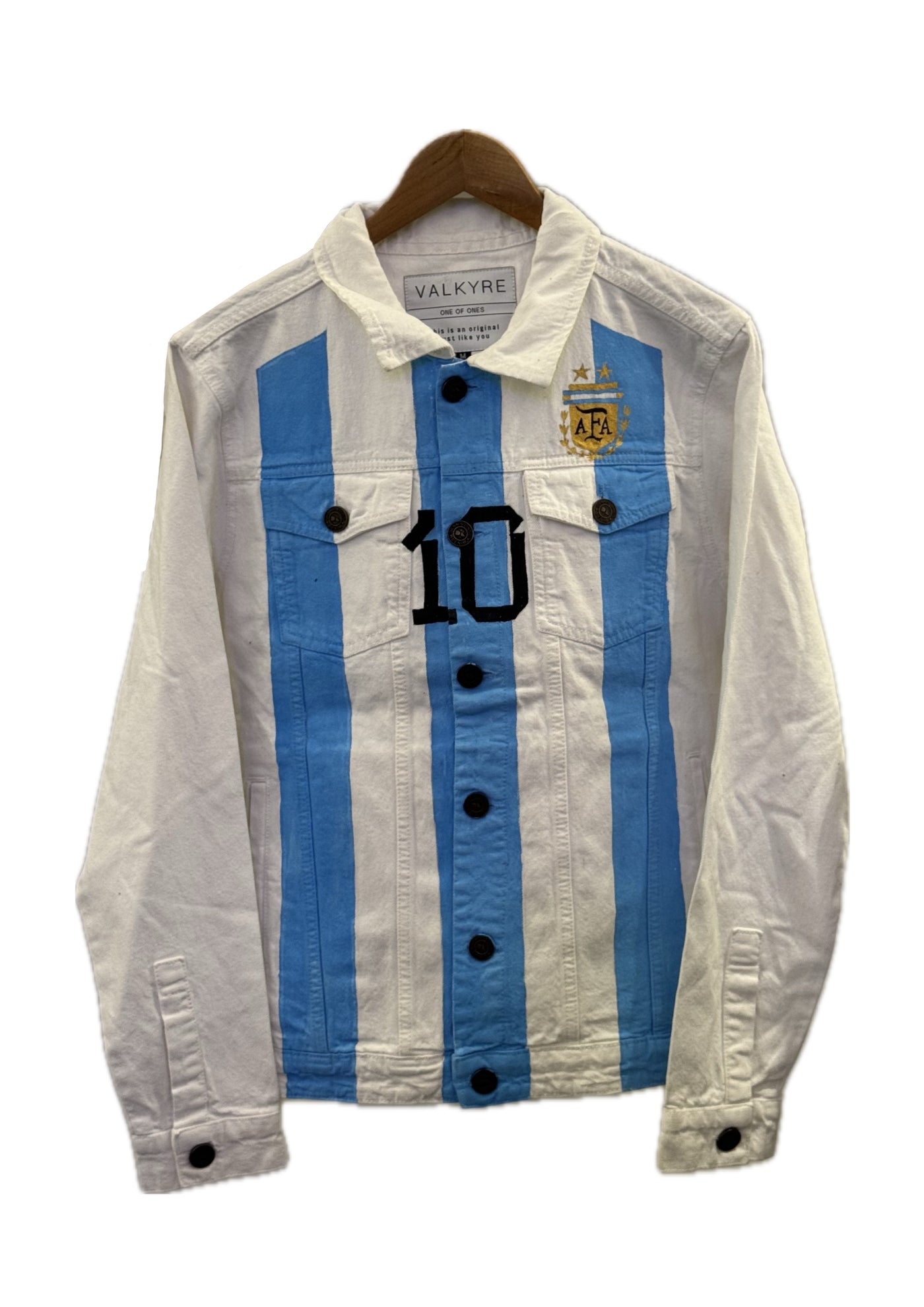 LIONEL MESSI JERSEY HAND PAINTED VALKYRE DENIM JACKET