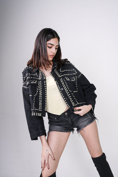 STUDDED DENIM VALKYRE JACKET