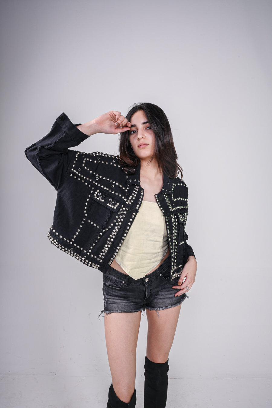 STUDDED DENIM VALKYRE JACKET