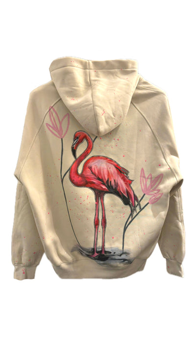 'FLAMINGO FLAIR'  VALKYRE CREAM HOODIE