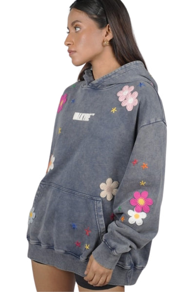 BLOOM HAVEN STITCHED STONE WASH HOODIE