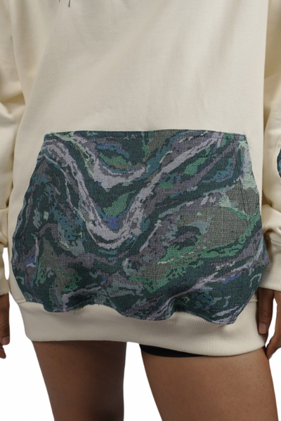 'MARBLE HUES' TAPESTRY ANTIQUE WHITE VALKYRE HOODIE