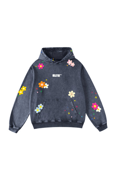 BLOOM HAVEN STITCHED STONE WASH HOODIE