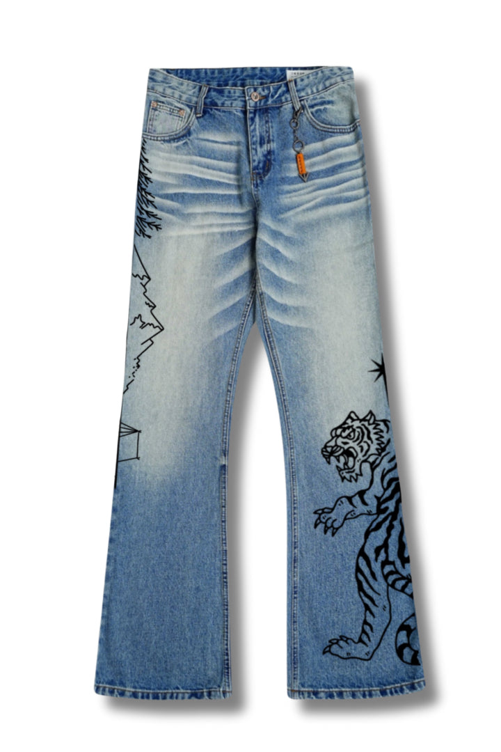 'JUNGLE RISE' VALKYRE HAND PAINTED JEANS