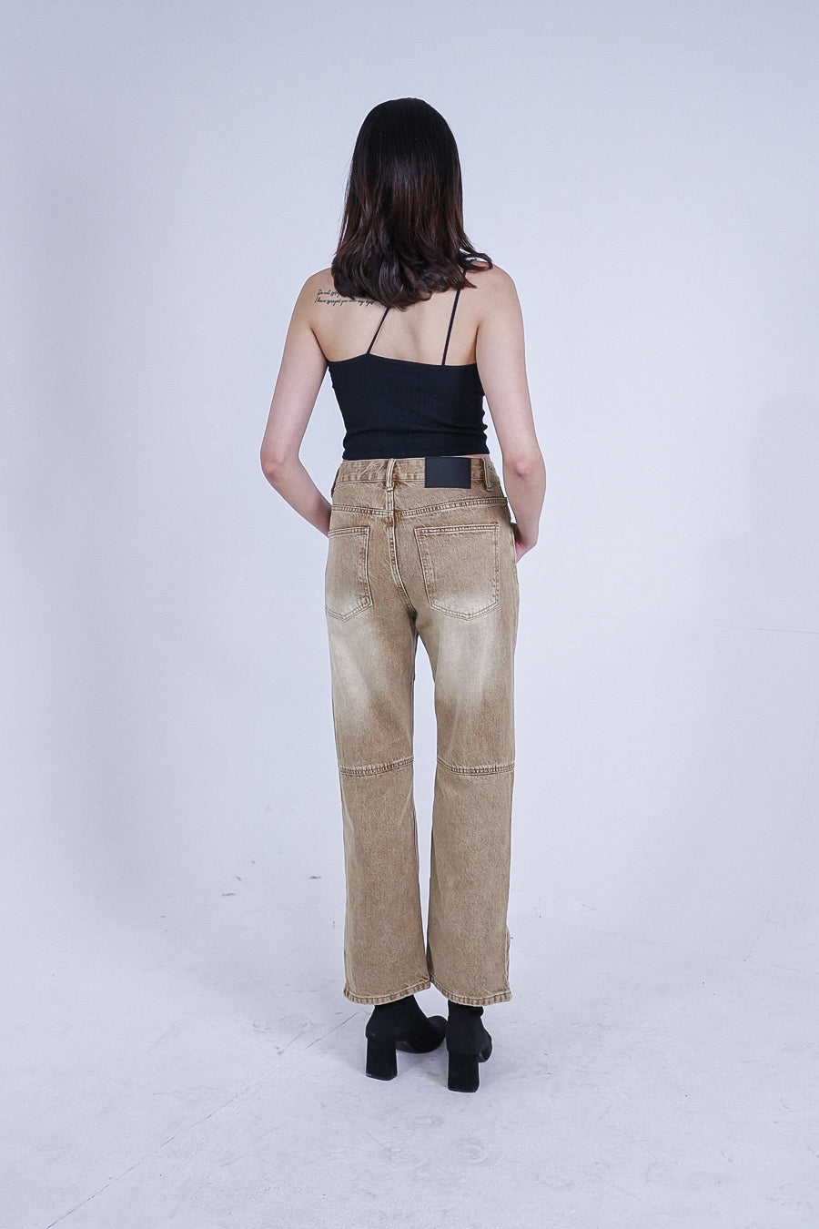 BROWN FLARED ZIP VALKYRE JEANS