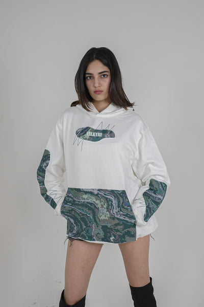 'MARBLE HUES' TAPESTRY WHITE VALKYRE HOODIE