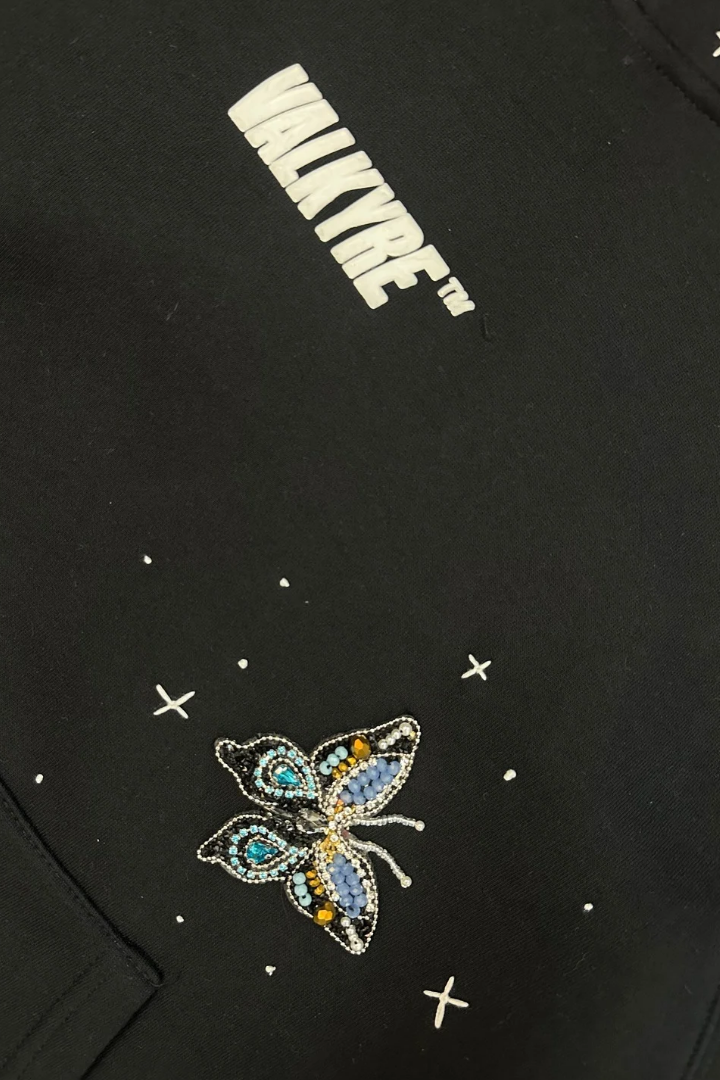 BUTTERFLY BLISS HAND EMBROIDERED VALKYRE HOODIE