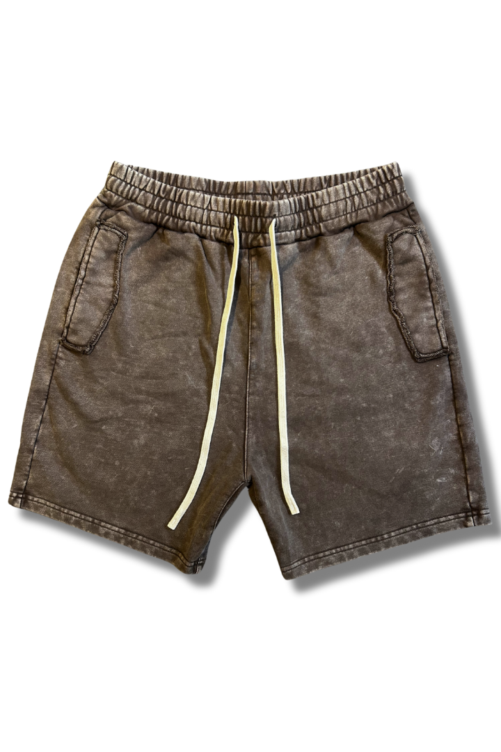 BROWN WASHED SHORTS