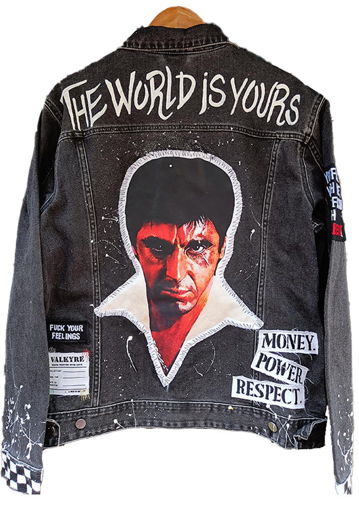 SCARFACE 'THE WORLD IS YOURS' PRINTED VALKYRE JACKET – Valkyre SCARFACE 'THE WORLD IS YOURS' PRINTED VALKYRE JACKET – Valkyre