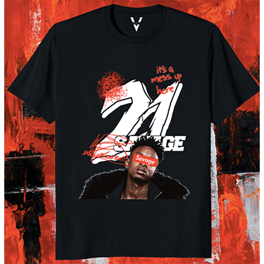 21 SAVAGE ' IT'S A MESS UP HERE ' VALKYRE T-SHIRT